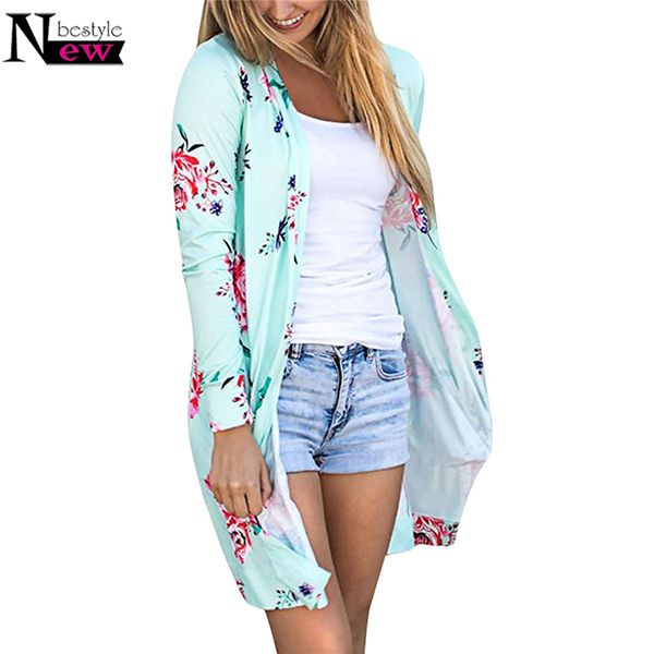 

fashion casual 2018 basic coat women kimono jacket floral cardigans jackets long sleeve loose coat tee tunic mujer femme xl, Black;brown