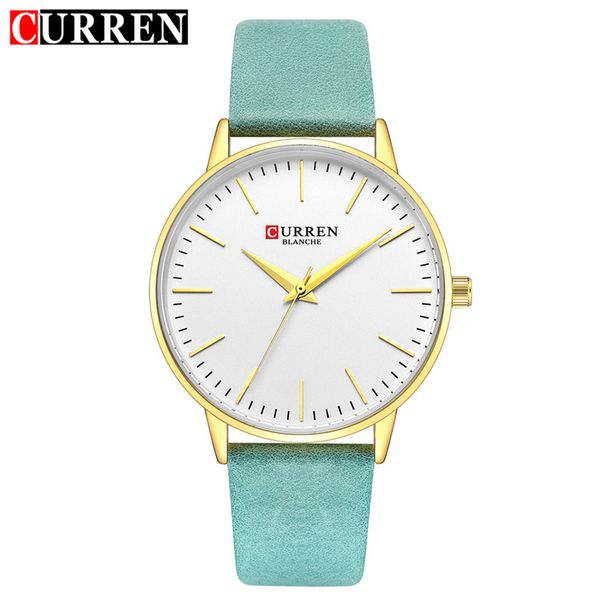

curren fashion ladies watches leather bracelet women watch elegant casual black female wristwatch waterproof clock montre femme, Slivery;brown