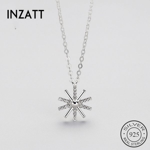

inzatt real 925 sterling silver boho zircon sunflower pendant necklace fine jewelry personality choker for women anniversary