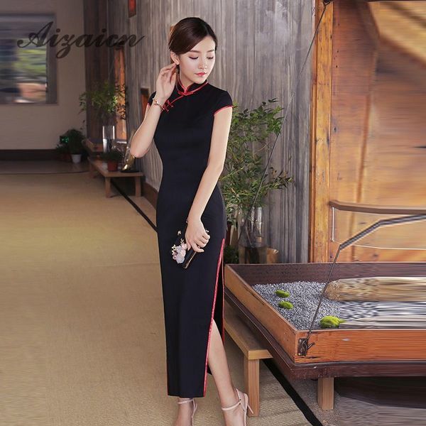 

2018 black cheongsam qipao long traditional chinese dress oriental style dresses boocre robe longue chinoise, Red