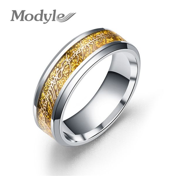 

modyle 2018 new fashion stainless steel gold color scale engagement ring for men, Golden;silver