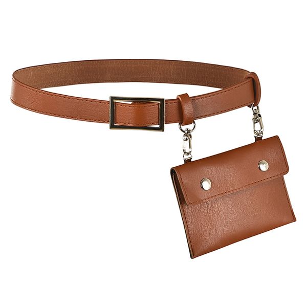 

new autumn leisure chain split joint solid color black pu leather belt women fashion tide all-match ing, Black;brown