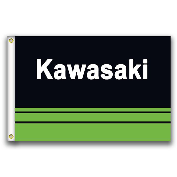 

good flag]kawasaki flags 3x5ft 150x90cm 100% polyester,canvas head with metal grommet,used indoors or outdoors