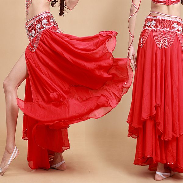 

2016 new women skirt arabic style belly dance costumes chiffon bellydance 5 colors do ventre vestidos profissionais, Black;red