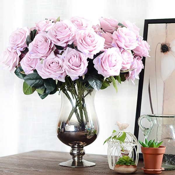 

10 heads 9cm artificial rose flowers wedding bride bouquet real touch rose flowers home wedding decoration mother's gift gift