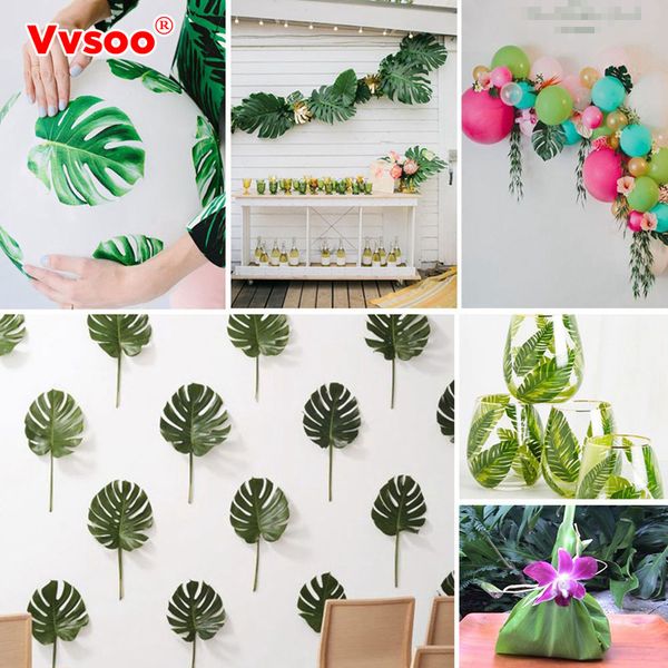 Vvsoo 35x29cm 20x18cm Tropical Palm Leaves Simulation Leaf For