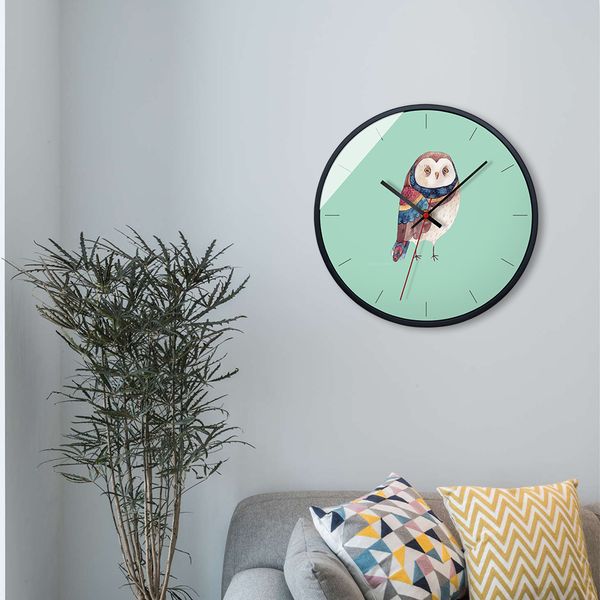 

silent living room 12" acrylic glass bird cartoon handing clock children personalized creative home decoration round wall clocks