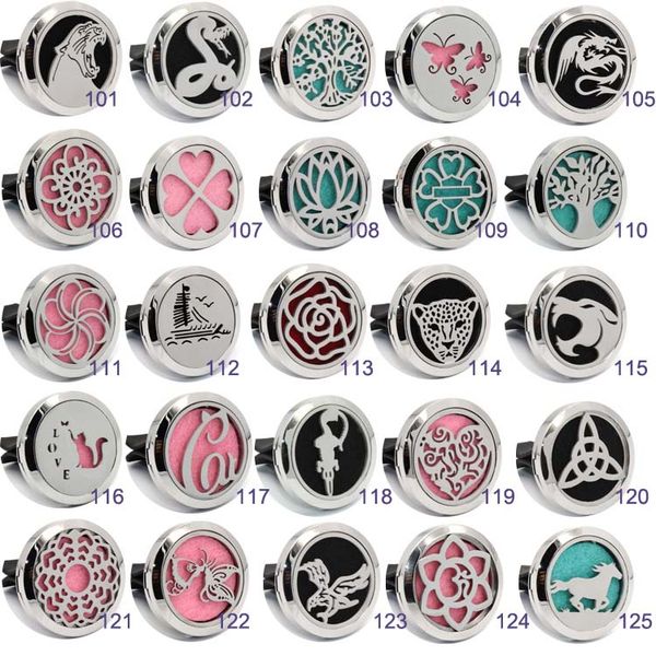 

New 150 de ign 30mm tainle teel car air fre hener aromatherapy e ential oil diffu er locket with vent clip 5 felt pad b 6