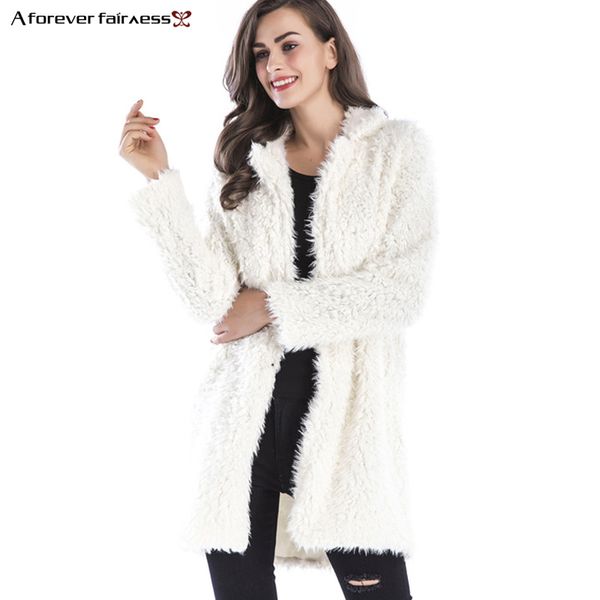 

a forever 2018 new stylefashion autumn winter women plush coat female lapel solid color long furry coats for women -919, Tan;black