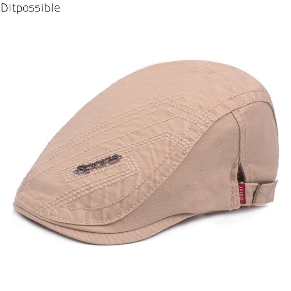 

ditpossible 2018 new cotton beret men caps letters sports hats casquette berets gorras flat cap, Blue;gray