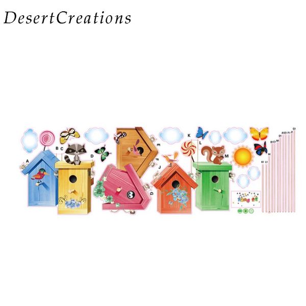 Acheter Dessin Animé Romantique Papillon Cage à Oiseaux Stickers Muraux Maternelle Enfants Chambre Fond Décoration Autocollants Décor à La Maison De