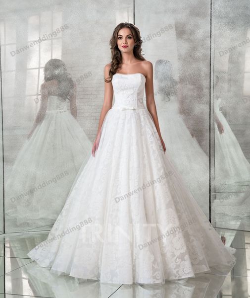 

beauty white lace/tulle strapless beads a-line wedding dresses bridal pageant dresses wedding attire dresses custom size 2-16 zw712165