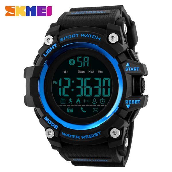 

bluetooth men smart watch pedometer calorie chronograph fashion outdoor sports watches 50 meter waterproof digital watch skmei, Slivery;brown