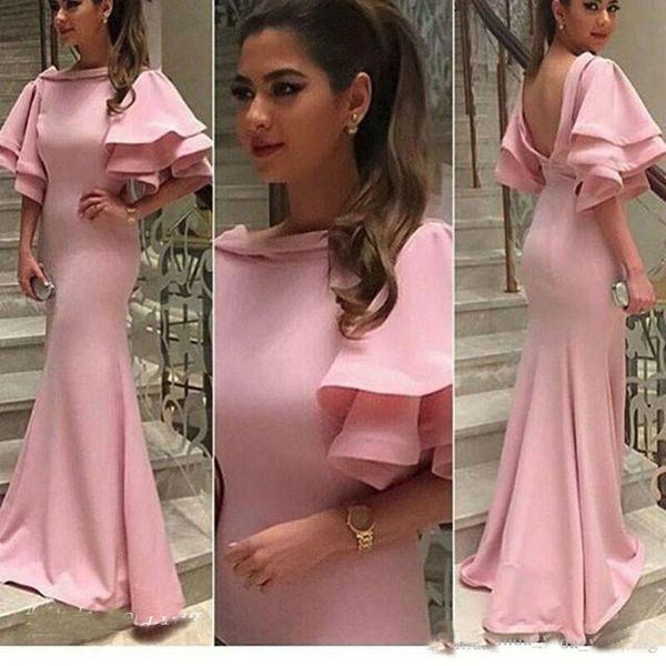 

2017 New Arrival Pink Prom Dress High Quality Middle East Abaya Mermaid Formal Evening Party Gown Women Plus Size Prom Dresses