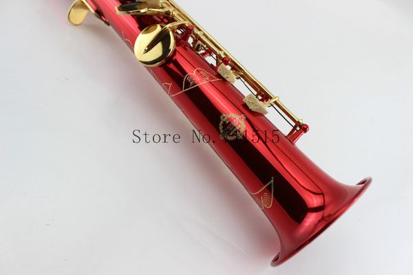 Новый Специальный Suzuki Красный Медкий Сопрано BB Прямой Саксофон Позолоченный Ключ Сакс Профессиональный музыкальный инструмент с корпусом мундштук