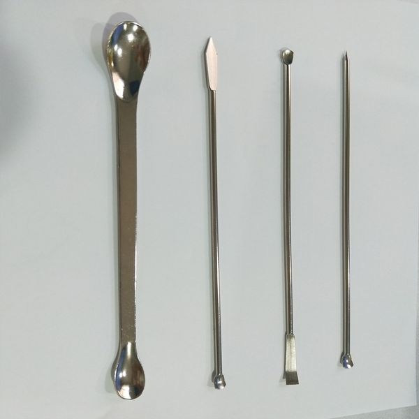 

22cm double head laboratory reagent stainless steel sampling spoon spatula tool 4 in 1 set metal micro medium spoon scoop shovel