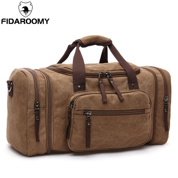 

men travel bag canvas multifunction leather bags carry on luggage bag men tote large capacity utility weekend overnight
