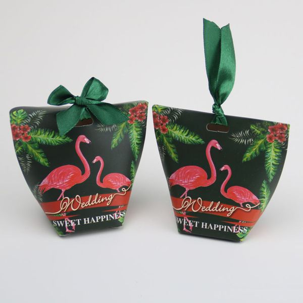 

flamingo candy gift wraps papers bags wedding party paper bags box hawaii xmas packaging boxes with ribbon rope table decoration fhh7-1383