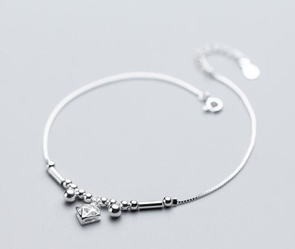 

100% authentic real. 925 sterling silver fine jewelry geometric &lucky round beads tube tassel anklet bracelet gtls693, Red;blue