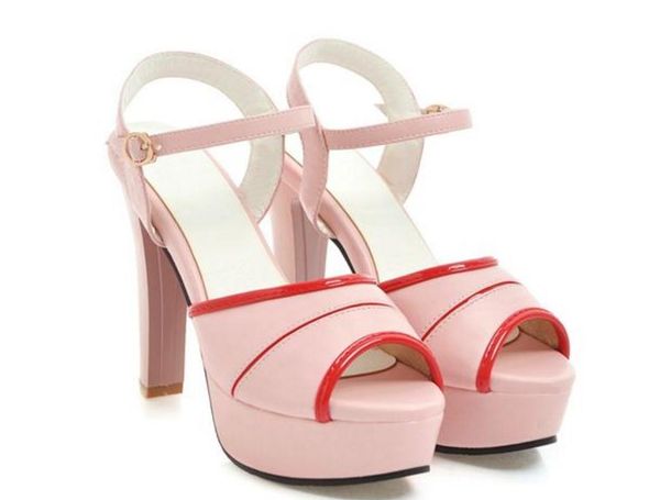 

send new style summer sandal coarse heel high heel fashion woman sandals, Black