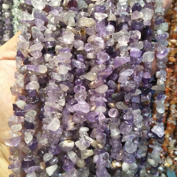 

irregular shape 5-8mm natural amethyst stone beads purple quartz gravel beads for jewelry making diy bracelet strand 85cm/lot, Black