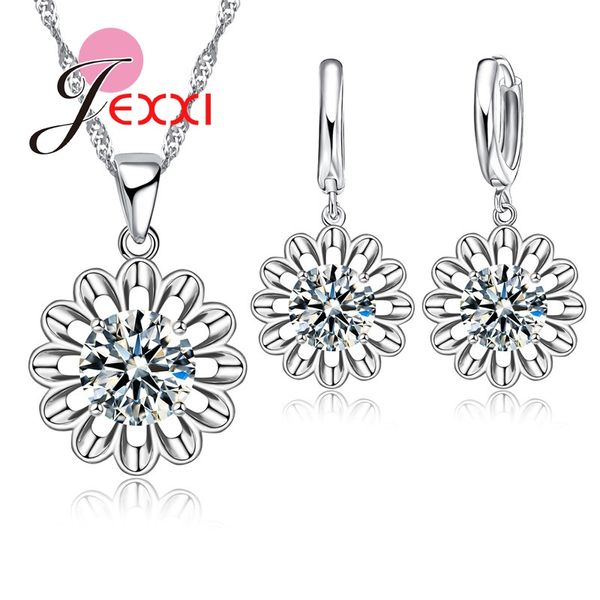 

patico sunflower eternal love 925 sterling silver jewelry set for wedding crystal maxi necklace earrings set for women choker