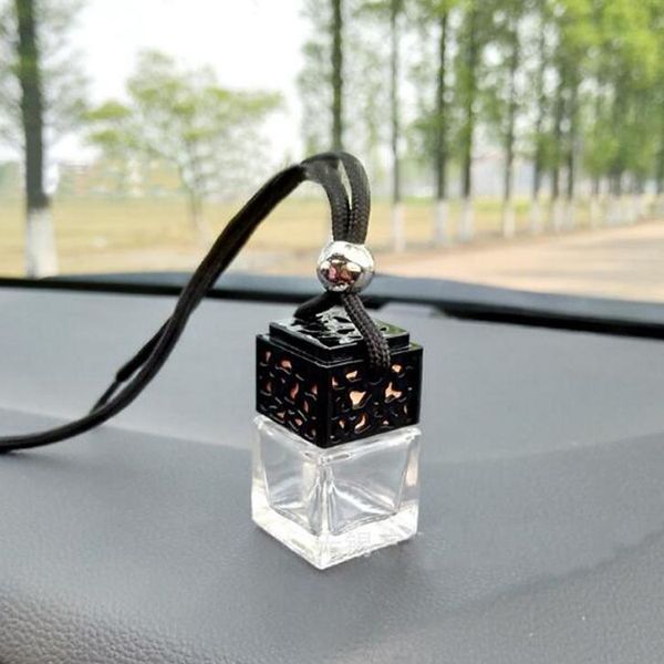 Atacado carro pendurado Difusor vazio vidro fragrância do perfume Bottle Design Presente do tampão do metal de madeira Scenter Car Air Freshener