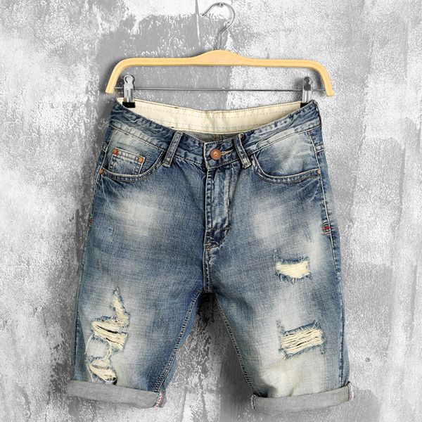 

new brand summer denim shorts men jeans mens jean shorts hole hip hop bermuda skate board harem male jogger ankle ripped jeans, White;black