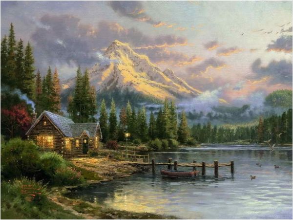 

томас кинкейд lakeside hideaway высокое качество ручной росписью hd печать пейзажной живописи маслом на холсте home deco wall art multi разм