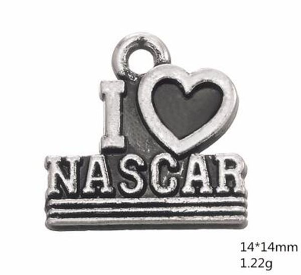 

2021 word i love nascar charm hollow heart charm other customized jewelry, Bronze;silver