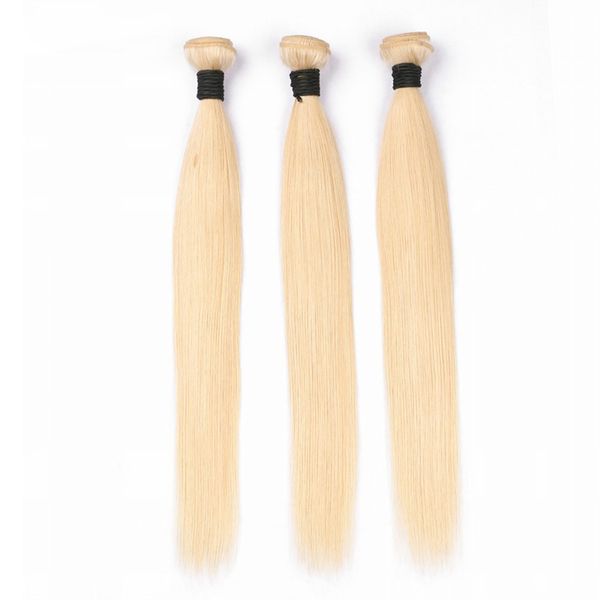 

3 pcs blonde brazilian straight human hair bundles weave full 613 color non remy 100% human hair extensions 8-28inch, Black