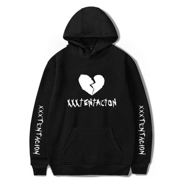 

new fashion xxxtentacion hoodie broken heart sweatshirt men women hip hop rapper hooded hoodies streetwear moletom plus size, Black