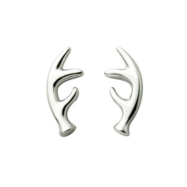 

punk animal metal deer horn antler earrings women, Silver
