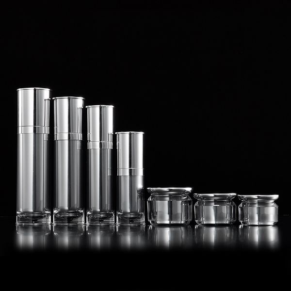 

15g 30g 50g reverse side silver acrylic cream jar empty cosmetic container jar lotion 30 50 80 120 ml pump bottle spray atomizer