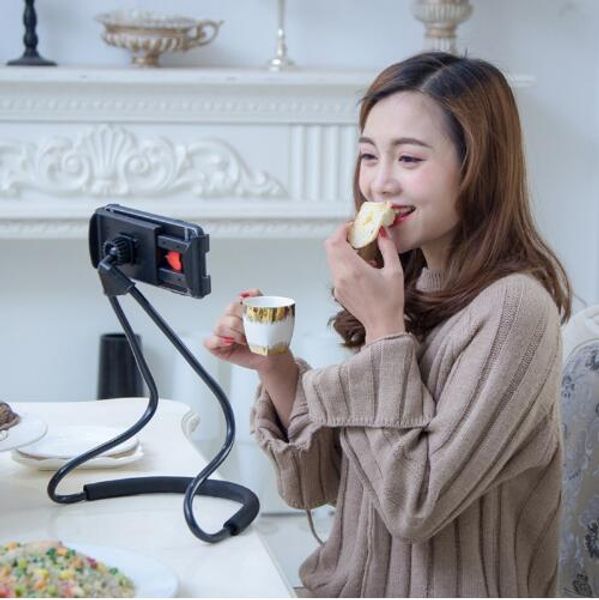 

2018 new lazy neck phone holder stand for iphone desk 360 degree rotation mobile phone mount bracket cell phone holder stand