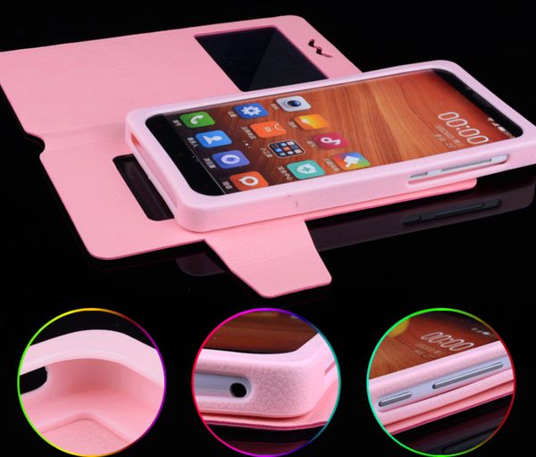

Univer al flip ca e window pu leather wallet ca e cover pull up down for 4 0 4 8 5 5 5 6 inch for all mobile phone