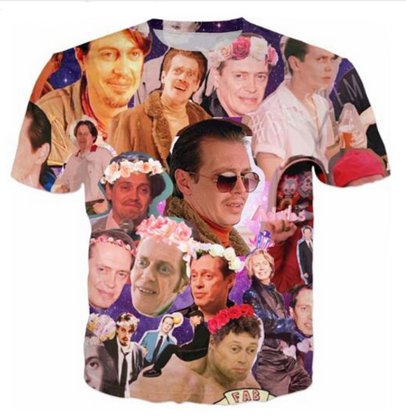

fashion mens/womans steve buscemi galaxy collage summer style funny 3d print casual t-shirt plus size zgx033, White;black