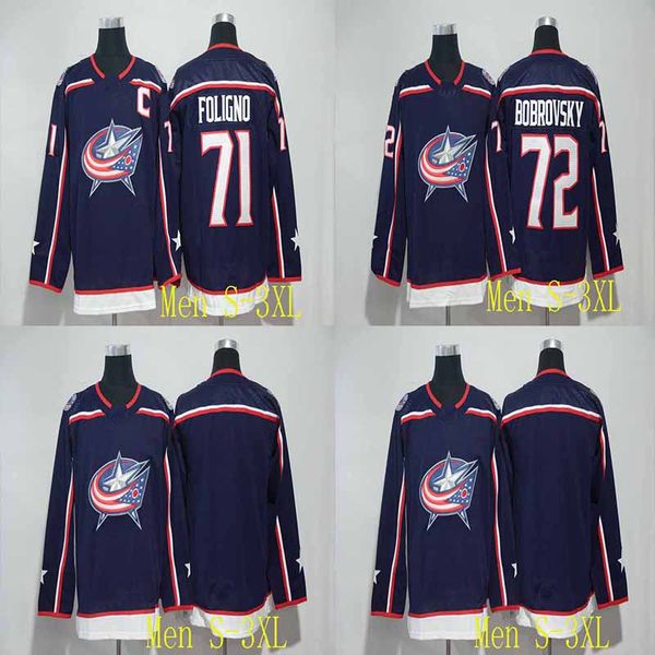 

71 Nick Foligno Jersey 2017-2018 Season 72 Sergei Bobrovsky Columbus Blue Jackets Blank Men Hockey Jerseys Cheap
