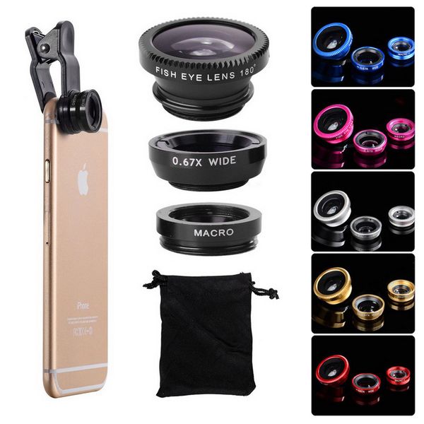 

универсальный сотовый телефон клип объектив комплект 3 в 1 рыбий глаз 180 градусов +