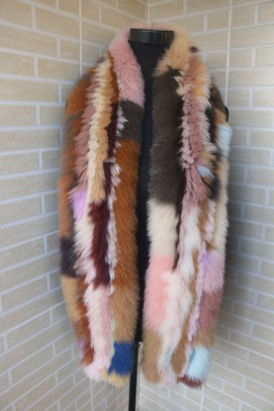 

braid real fur scarf / cape160cm*16cm shipping colorful, Blue;gray