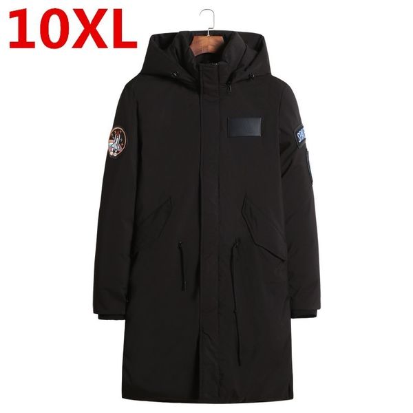 

new plus size 10xl 9xl 8xl winter jacket men hat detachable warm coat causal parkas cotton padded winter jacket men clothing, Black