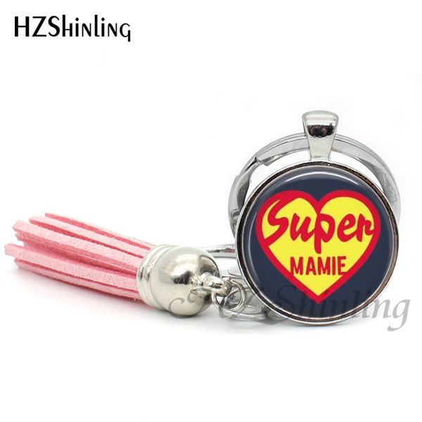 

new fashion elue mamie del'annee tassel key chain handcraft super mamie glass cabochon keyring gifts for mama tak--113, Slivery;golden