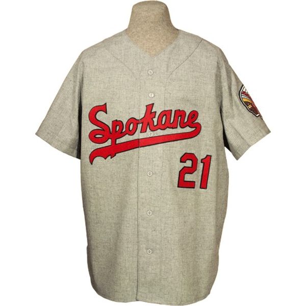 

Spokane 1964 Road Jersey 100% Stitched Embroidery Logos Vintage Baseball Jerseys Custom Any Name Any Number Free Shipping