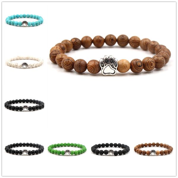 

8mm black lava stone essential oil perfume bracelets natural stone beads paw charms bracelet jewelry