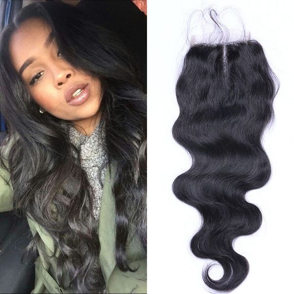 

body wave closure malaysian human hair lace closure 4x4 bleached knots with baby hair swiss lace, Black;brown