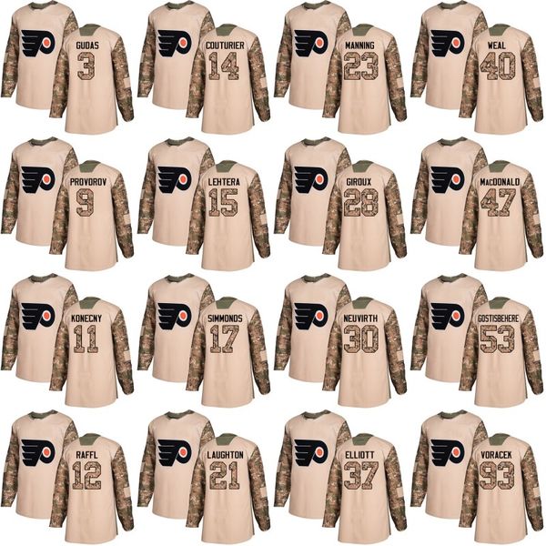 

Philadelphia Flyers Jerseys Veterans Day Practice 79 Carter Hart 17 Wayne Simmonds 28 Claude Giroux 53 Shayne Gostisbehere 93 Jakub Voracek