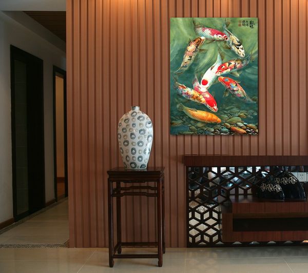 One Piece Canvas Wall Art Koi Fish Wall Art Porch Decoration