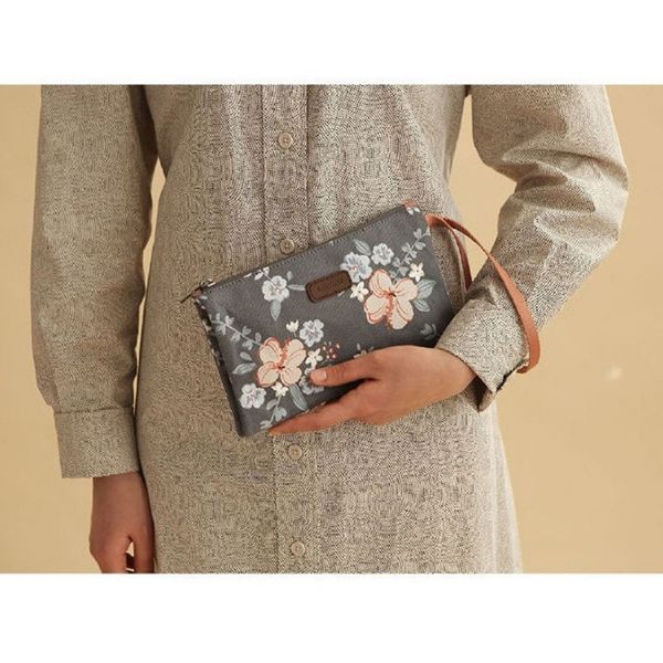 

lady's bag floral pattern polyester small women bag fashion wristlet purses and handbags zipper coin purse women's evening