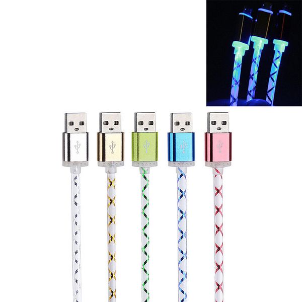 

2018 1m led light micro u b charger cable charging cord for am ung galaxy 8 7 edge xiaomi color iphone 7 8 dhl free