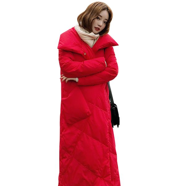 

2018 winter jacket women stand collar thicken warm long jacket female plus size outerwear parka ladies chaqueta feminino on200, Black